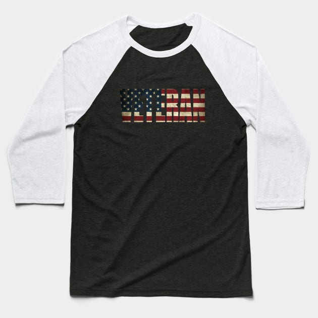 Veteran US American Flag Baseball T-Shirt by Dirty Custard Designs 